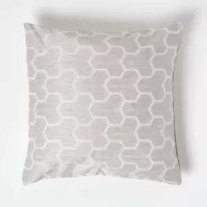 HOMESCAPES Geometric Natural Jacquard Cushion Cover, 45 x 45cm - Natural