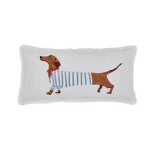 Joules Sausage Dogs Cushion 60cm x 30cm, Chalk