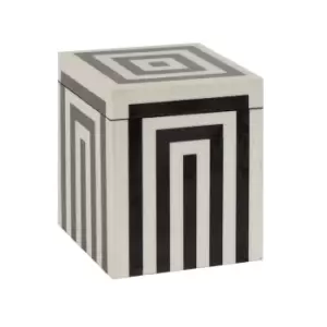 Olivia's Donall Small Square Striped Trinket Box in Black & White