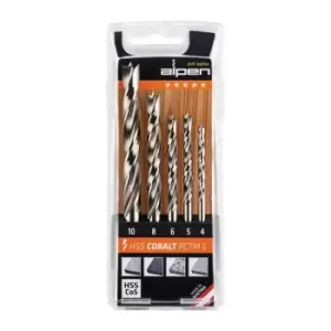 Jeu de forets bois PCTM 5 pieces D. 4 5 6 8 10 mm HSS-Co5 ALPEN