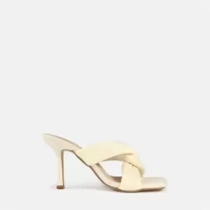 Missguided Knot Square Toe Heeled Sandal - White