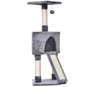 PawHut Cat Tree with Condo and Ramp - Grey