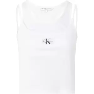 Calvin Klein Jeans Badge Rib Double Layer Tank Top - White