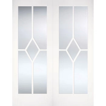 LPD Reims White Primed Glazed Internal Door Pair - 1981mm x 1524mm (78 inch x 60 inch)