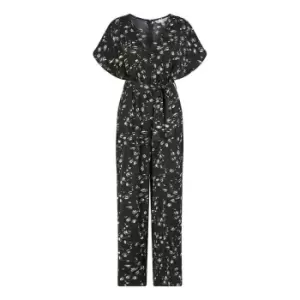 Yumi Black Pebble Print Satin Jumpsuit - Black