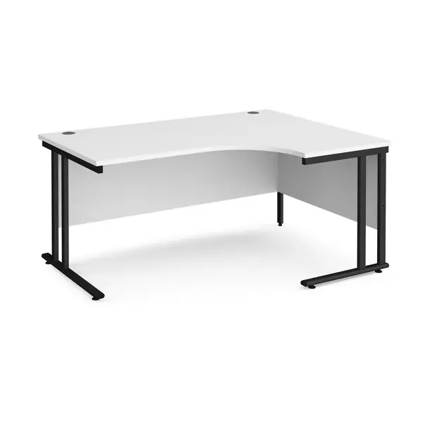 Maestro 25 Right Hand Ergonomic Desk with Black Frame and White Top - 1600mm