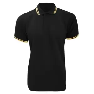 Kustom Kit Mens Tipped PiquA Short Sleeve Polo Shirt (M) (Black/Sun Yellow)