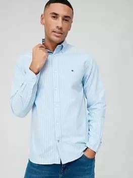 Tommy Hilfiger Oxford Candy Stripe Long Sleeve Shirt - Blue, Light Blue, Size L, Men