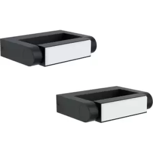 2 PACK IP44 Outdoor Wall Light Black Cast Aluminium 4.8W LED Porch Lamp