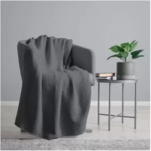 Belledorm Luxury Waffle Throw (One Size) (Charcoal)