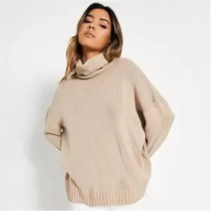 I Saw It First Recycled Blend Roll Neck Oversized Jumper - Brown