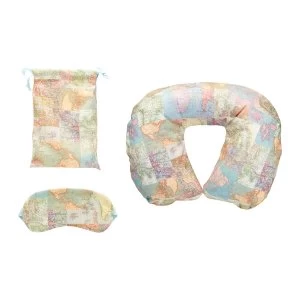 Sass & Belle Vintage Map Travel Pillow and Eye Mask Set