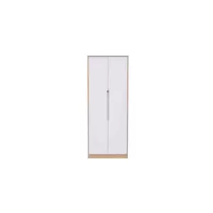 Welcome Furniture Barquero Tall Plain Wardrobe - White Matt and Bardolino Oak