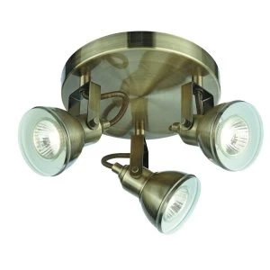 3 Light Adjustable Ceiling Spotlight Antique Brass, GU10