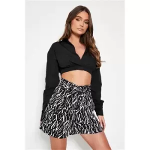 I Saw It First Black Zebra Print High Waisted Shorts - Black