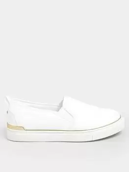 Yours Extra Wide Fit Gold Hardware Slip On Trainer White, Size 4Eee, Women