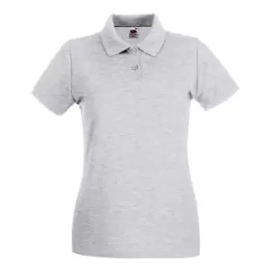 Fruit Of The Loom Ladies Lady-Fit Premium Short Sleeve Polo Shirt (XS) (Heather Grey)