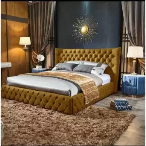 Royale Bed Super King Plush Velvet Mustard