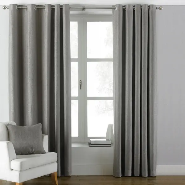 Atlantic Twill Woven Eyelet Curtains Grey / 117 x 137cm