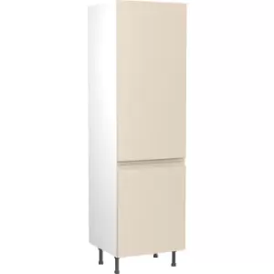 Kitchen Kit Flatpack J-Pull Kitchen Cabinet Tall Fridge & Freezer 70/30 Unit Super Gloss 600mm in Cashmere MFC