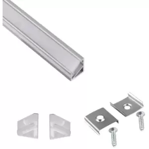 Moderix - Aluminium Profile Corner 2m For LED Lights Strip Opal Cover - Colour Aluminium - Pack of 5