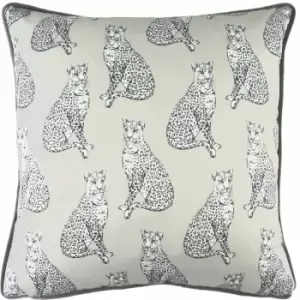 Evans Lichfield - Safari Leopard Multi Watercolour Print Piped Cushion Cover, White, 43 x 43 Cm