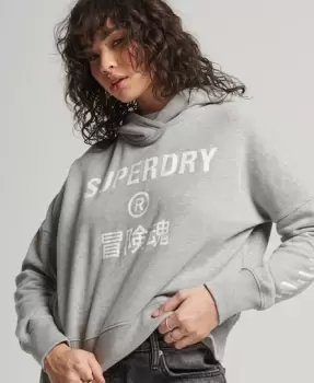 Superdry Womens Sport Crop Box Hoodie Grey / Grey Marl - Size: 6