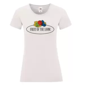 Fruit of the Loom Womens/Ladies Vintage Big Logo Fitted T-Shirt (XS) (White)