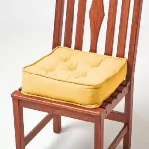 Mustard Cotton Dining Booster Cushion - Yellow - Homescapes