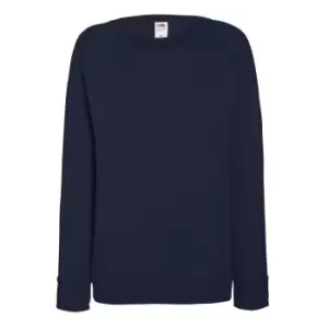 Fruit OF The Loom Ladies Fitted Lightweight Raglan Sweatshirt (240 GSM) (XS) (Deep Navy)