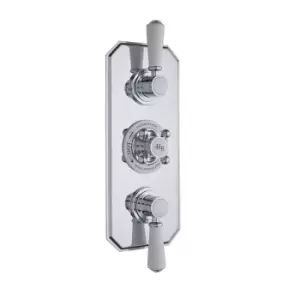 Hudson Reed Triple Concealed Shower Valve With Diverter - Chrome/White