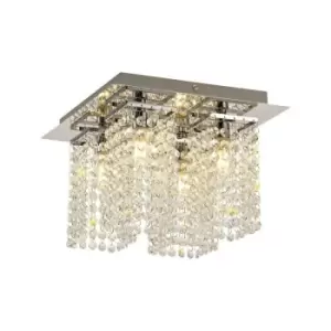 Luminosa Lighting - Semi Flush Ceiling Light, 4 x G9, IP44, Polished Chrome, Crystal