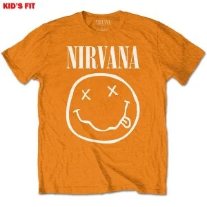 Nirvana - White Smiley Kids 13 - 14 Years T-Shirt - Orange