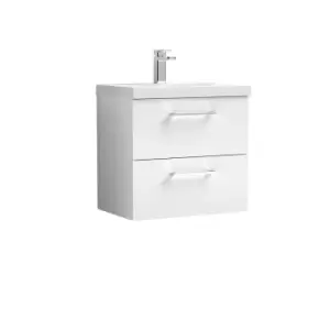 Nuie Arno 600mm Wall Hung 2 Drawer Vanity & Mid-Edge Basin Gloss White