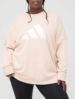 adidas Future Icons 3 Bar Crew (Plus Size) - Blush, Blush, Size 3X, Women