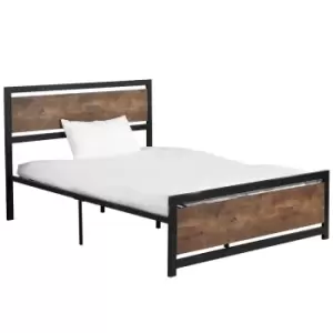 Homcom King Size Industrial Style Metal Bed Frame With Headboard & Footboard Grey