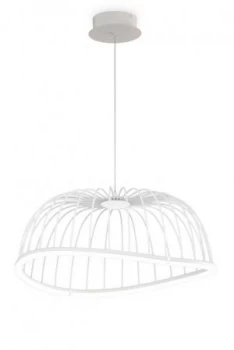 Caged Ceiling Pendant 61cm Round, 30W LED, 3000K, 2100lm, White