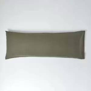 Khaki Green Linen Body Pillowcase - Green - Homescapes