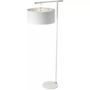 Loops - Floor Lamp Shade Silver Metallic Lining White/Polished Nickel LED E27 60W