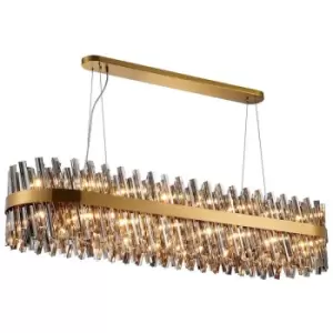 Luminosa Kalih 36 Light G9, Ceiling Pendant Oblong, Brass, Smoke Item Weight: 33.98kg