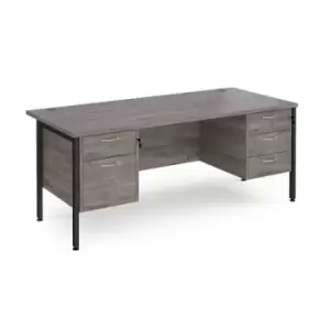 Maestro 25 straight desk 1800mm x 800mm with 2 and 3 drawer pedestals - Black H-frame leg and grey oak top