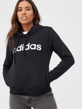 adidas Essentials Linear Overhead Hoodie - Black, Size S, Women