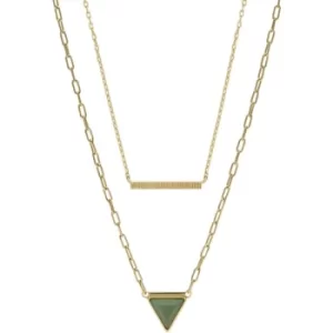 Ladies Fossil Val Joyful Expression Green Aventurine 14K Gold Plated Brass Multi-Strand Necklace