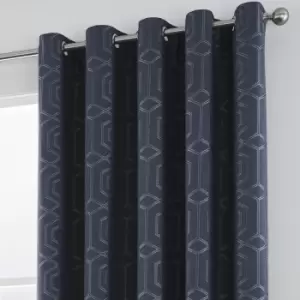 Curtina Camberwell Navy Eyelet Curtains Navy (Blue)