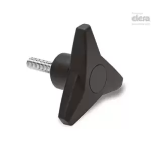 ELESA Soft Three-arm knob-VB.839/80 p-M10x30-Soft-C9 Black