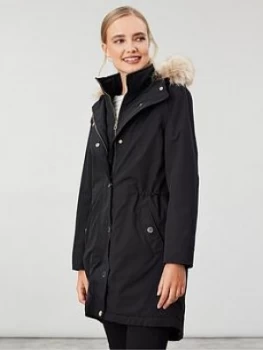 Joules Kempton Coat with Ribbed Inner - Black, Size 12, Women