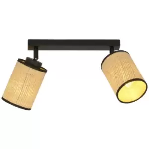 Emibig Yoga Black Twin Ceiling Spotlight with Brown Fabric Shades, 2x E14