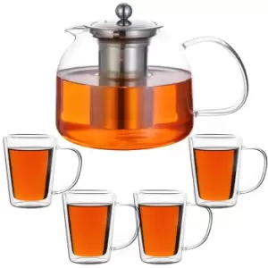 Tea Pot Glass 1.5L incl. Tea Glasses 4Pcs