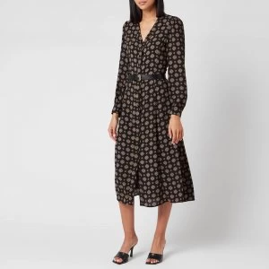 Michael Kors Womens Print Midi Dress - Black - S