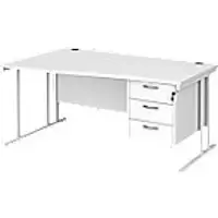 Dams International Wave Desk MC16WLP3WHWH 1,600 x 725 x 800 - 990 mm